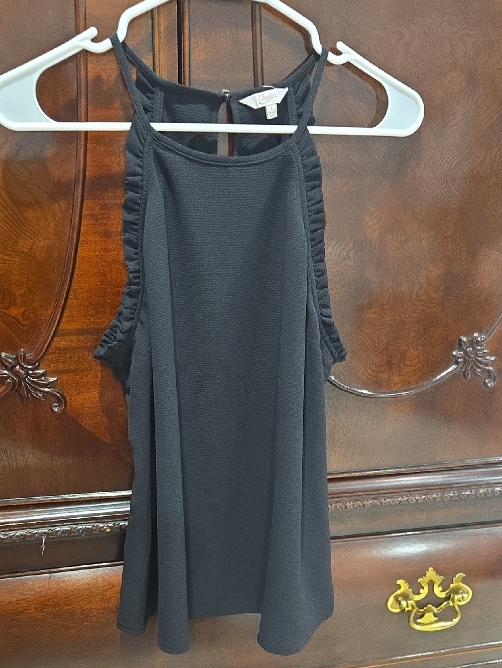 CANDIES Black Sleeveless Ruffle-Trim Tank